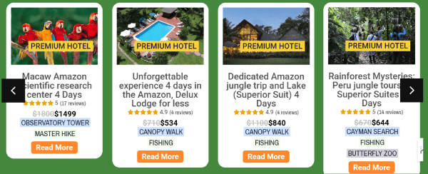 Peru Amazon tours puerto maldonado lodges list with prices